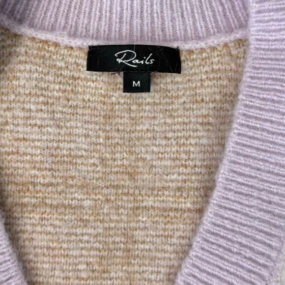 Rails Lilac Purple Brown Cream Colleen Plaid V-Neck Oversize Knit Sweater size M - Picture 4 of 9